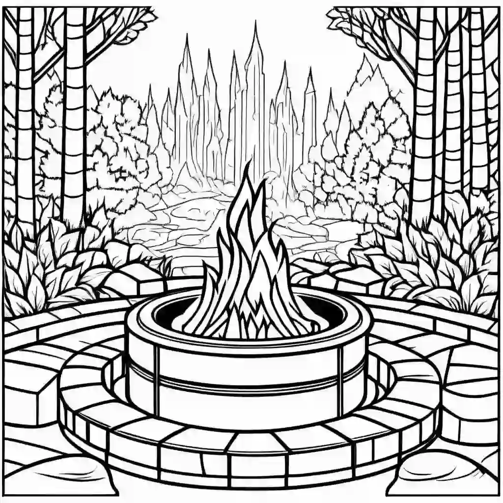 Fire pit coloring pages